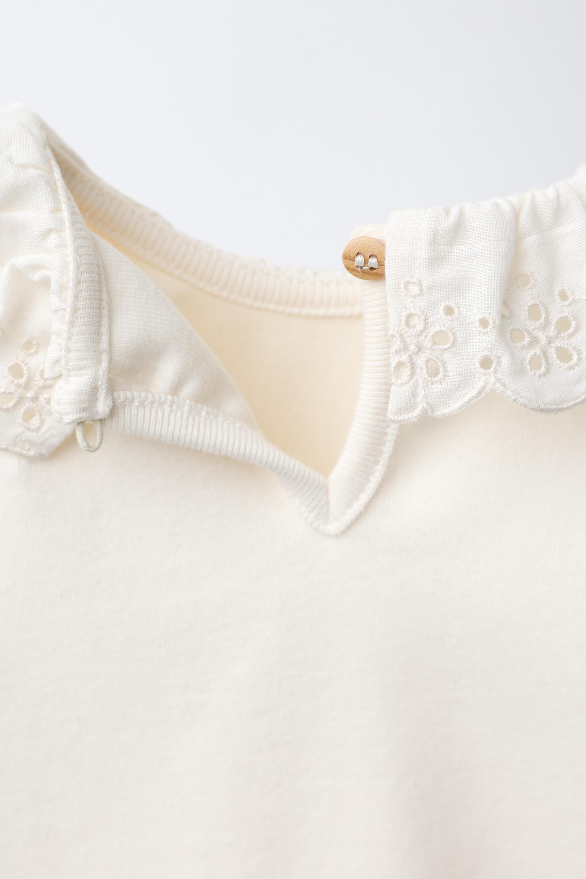 EMBROIDERED WARM PETER PAN COLLAR TOP